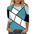 thumbnail image 2 of Wancir Womens Tops 3/4 Sleeve Shirts Round Neck Loose Casual Blouses Floral Print Tshirts, 2 of 5