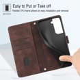 thumbnail image 7 of Tarise Phone Case for Samsung Galaxy S23+ 5G, Premium PU Leather Card Holder Wrist Strap Magnetic Closure Flip Stand Function TPU Interior Book Cover for Samsung S23 Plus 5G Wallet Case, Brown, 7 of 7