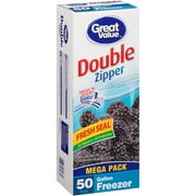 Great Value Double Zipper Freezer Bags, Gallon, 50 count