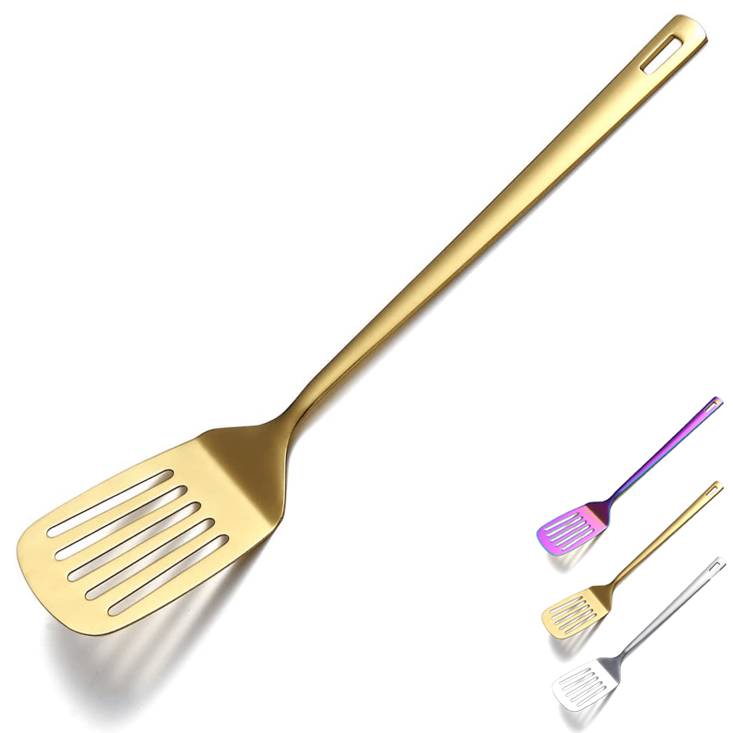 ReaNea Gold Spatulas, Stainless Steel Slotted Metal Turner for Cooking,  Kitchen Barbecue BBQ Spatulas