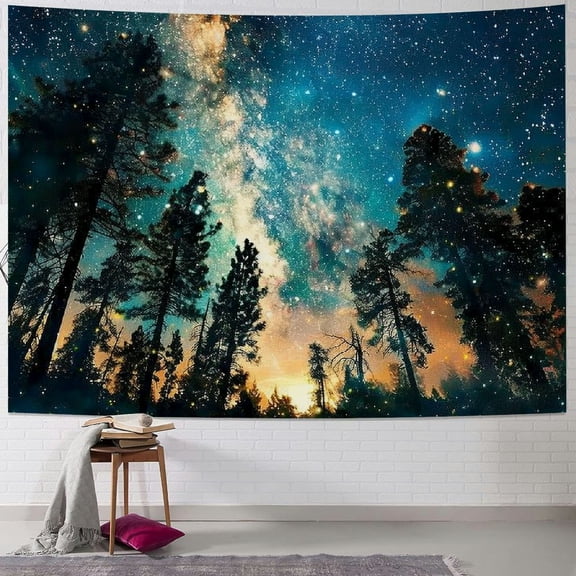 PRATYUS Large Galaxy Tapestry Wall Hanging Forest Starry Tapestry Tapestry Tree Tapestry Starry Night Sky Tapestry Nature Wall Tapestry Landscape Tapestry for Dorm Living Room Bedroom