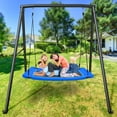 thumbnail image 4 of KloKick Metal Swing Set - 60" Large Platform Swing, 440lbs Heavy Duty Set for Kids' Backyard Play(Blue), 4 of 8