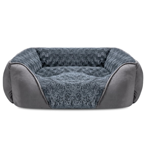 Soft Calming Sleeping Puppy Bed, Rectangle Washable Orthopedic Dog Bed, Large Dog Bed for Large Medium Small Dogs, Durable Pet Cuddler with Anti-Slip Bottom, Gray, 20inch