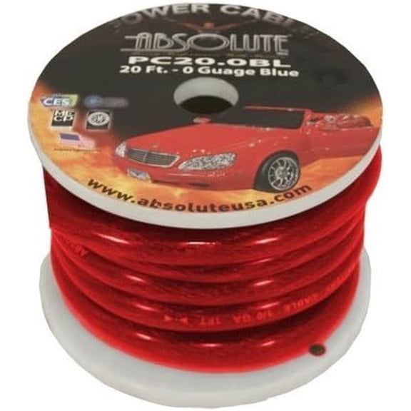 Absolute P020RD 0 Gauge 20 Feet Red Power Ground Wire Cable