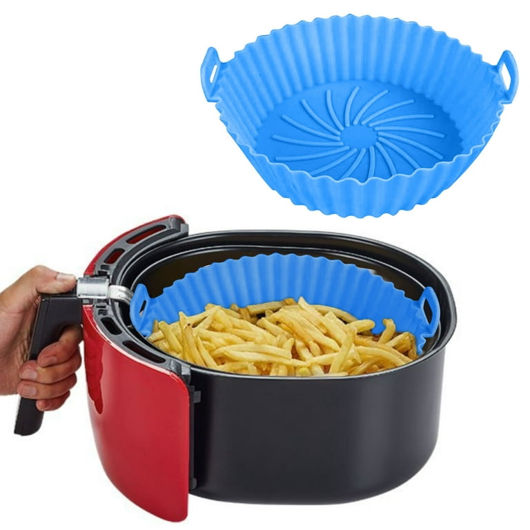 Qisiwole Air Fryer Silicone Pot, Air Fryer Silicone Liners Food Safe Non Stick Air Fryer Basket Oven Accessories, Reusable Replacement of Flammable