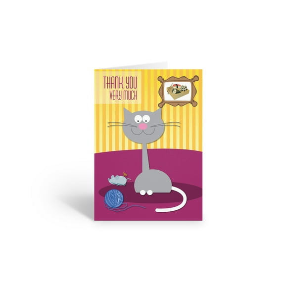 Kitty Cat Thank You So Much Note Card - 10 Cards and Envelopes - B14205