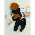 thumbnail image 3 of BblyThe 0-3T Toddler Baby Boys Fall Outfits Striped Long Sleeve Contrast Color Hoodie and Pants Clothes Set, 3 of 9