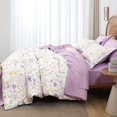 thumbnail image 6 of 7-Piece Pink Green Floral Bedding Set, Cottagecore Botanical Farmhouse Style Soft All-Season Queen Size Bed in a Bag, 6 of 10