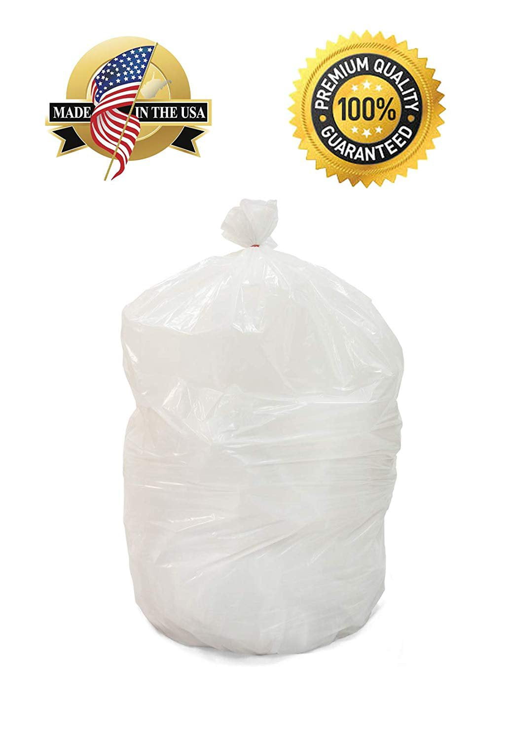 APQ Pack of 100 Regular Duty Trash Bags, Clear 43 x 47. High Density  Plastic Trash Bags 43x47. Thickness 0.7 Mil. 56 Gallon Garbage Bin Liners  for