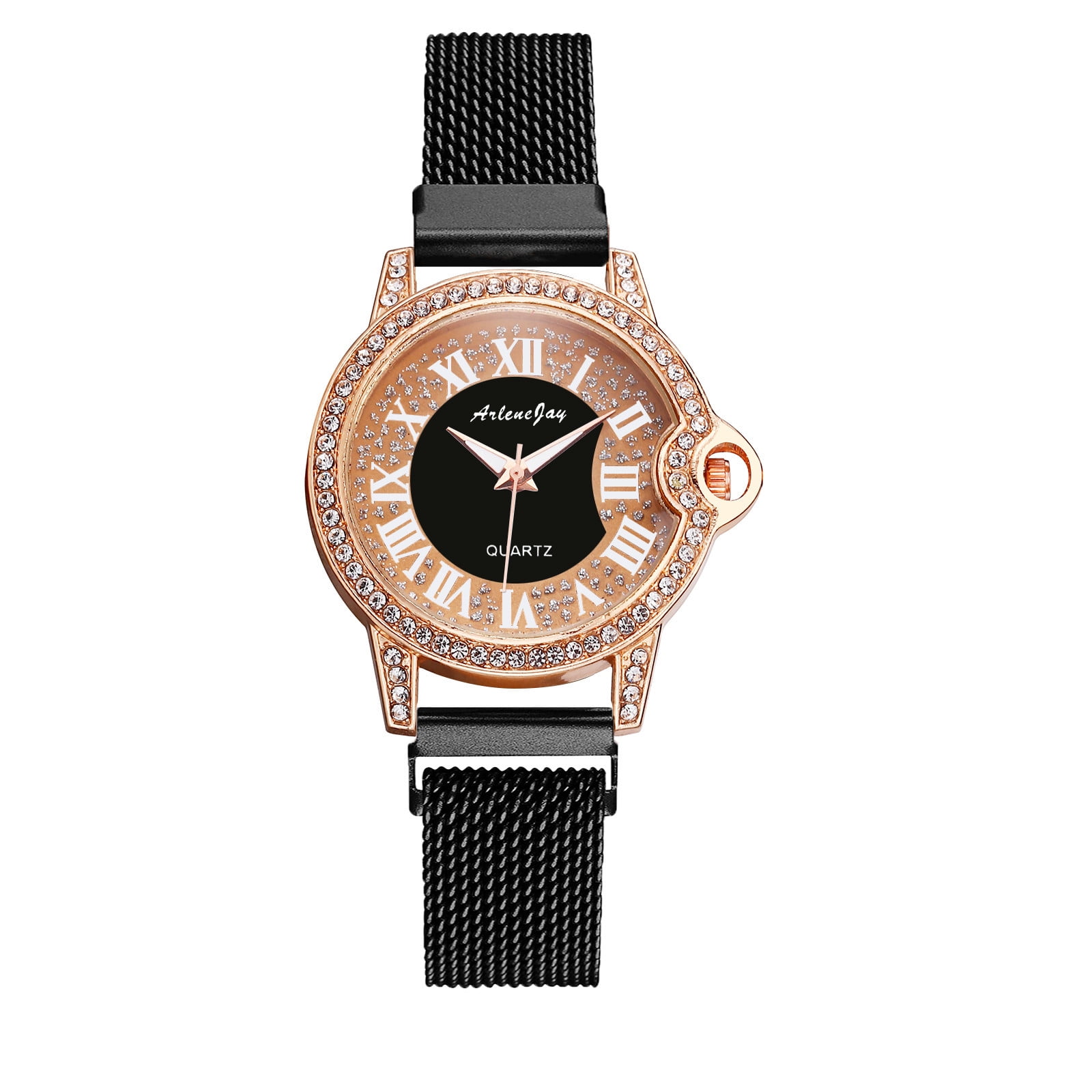 Flash Sale Women Fashion Watch Clock Stainless Steel Casual Dress Wrist Crystal Alloy stainless steel Akmoler Walmart