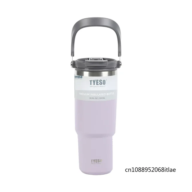 TYESO-botella termo con pajita de acero inoxidable para coche, vaso térmico aislado, botella de agua para deportes al aire libre, termo