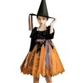 thumbnail image 1 of Vestido de disfraz de Halloween para niñas con sombrero de bruja, 1 of 4
