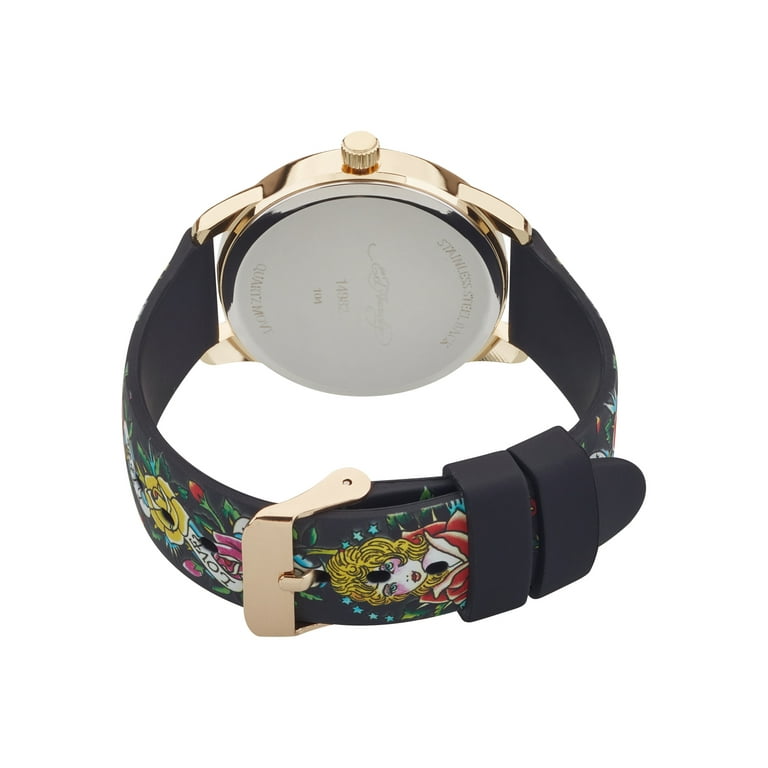 Ed Hardy Ladies Black Silicone Strap Matte Black Analogue 38mm