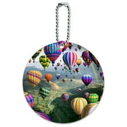 Hot Air Balloons Sky Roads Round Luggage ID Tag Card Suitcase Carry-On