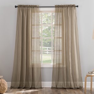 No. 918 Jillian Crushed Voile Sheer Curtain Panel, 51" x 84", Taupe