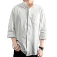 thumbnail image 2 of Camisa Suelta Casual Sunnimix para Hombre Lino Algodón 2XL Blanco, 2 of 7