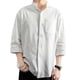 thumbnail image 2 of Camisa informal holgada para hombre, camisas de vestir con botones, ropa de calle, sin cuello, tres SG, 2 of 7
