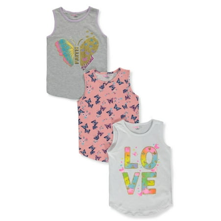 

Dreamstar Girls 3-Pack Butterfly Tank Tops - gray multi 2t (Toddler)