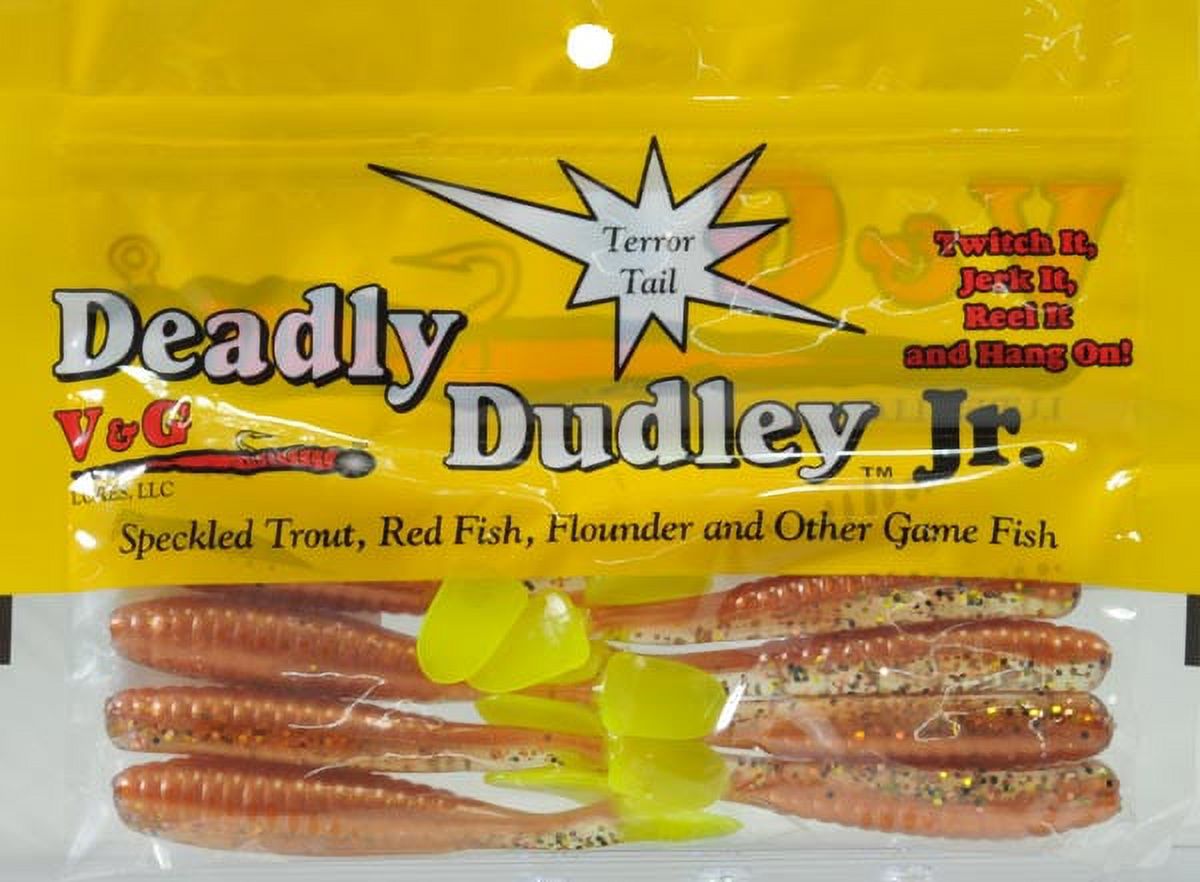 Deadly Dudley Jr. 3" Terror Tail, Copperhead & Chartreuse, 10 Count