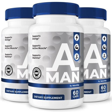 (3 Pack) A Man – Original AMan Capsules with a Natural Daily Blend for Wellness |Clean, Gentle, Easy-to-Swallow Pills (180 Capsules)