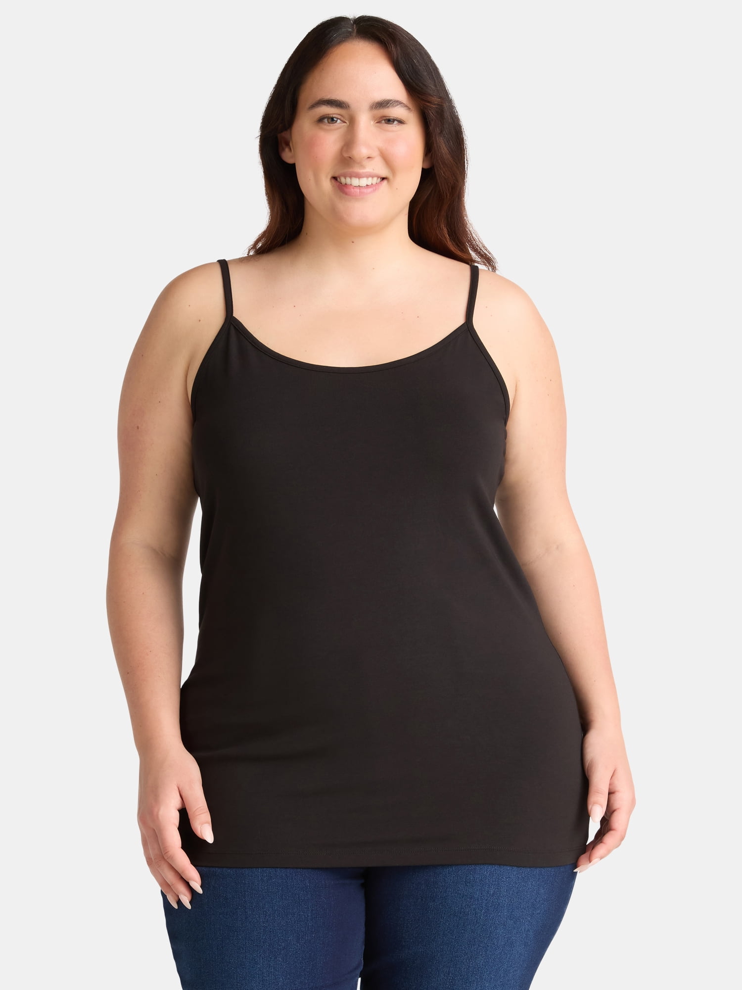 Terra & Sky Women’s Plus Camisole with Adjustable Straps, 2-Pack, Sizes 0X-5X