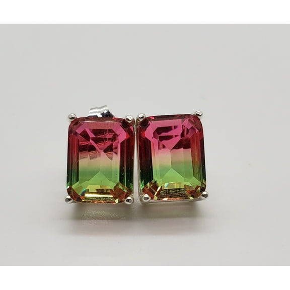 3.5ct Watermelon Tourmaline Sterling Silver Earrings