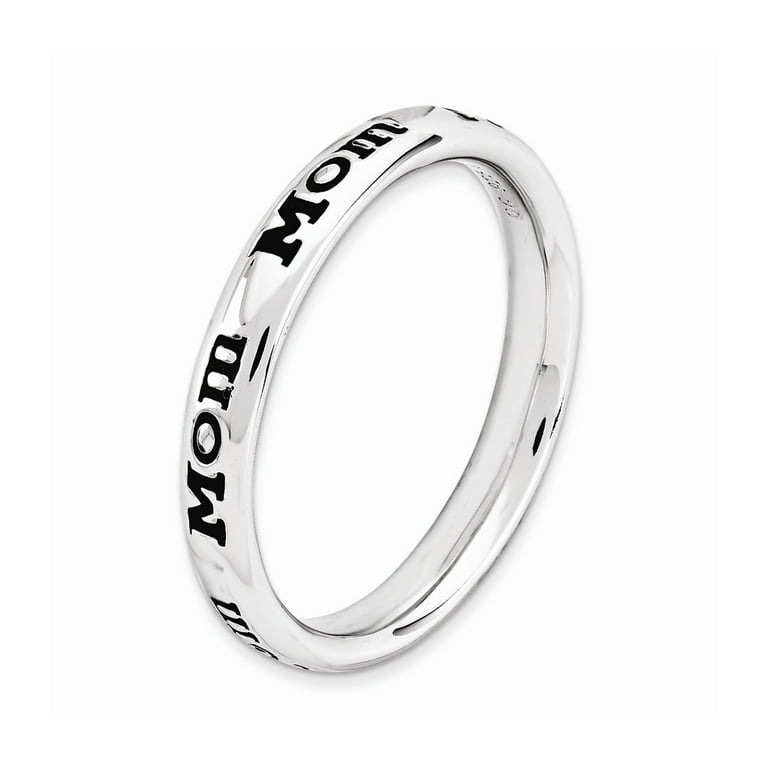 Sterling Silver Stackable Expressions Enameled 'Mom' Ring Sterling Silver Stackable Expressions Enameled 'Mom' Ring
