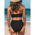 thumbnail image 2 of Cupshe Women's Black & Eucalyptus Wrapped Bikini Top & High-Waisted Bottoms Set, Size XS-XL, 2 of 7