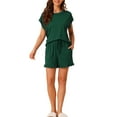 thumbnail image 2 of INSPIRE CHIC Women's Pajama Sets Short Sleeves Tops with Shorts Pockets Soft Ruffle Lounge Outfits Sets XL Green, 2 of 6
