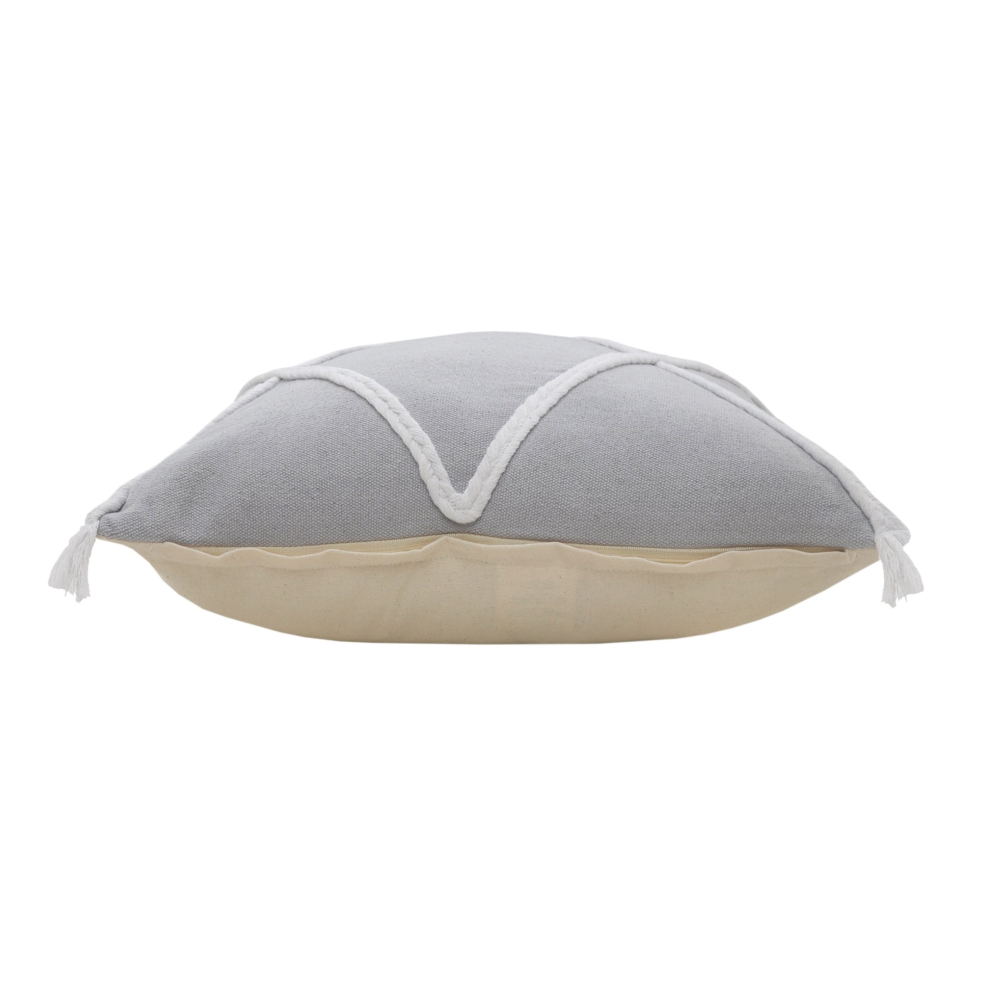 Laddha Home Designs Handwoven Braided Diamond Throw Pillow Cover - 20" - Gray and White