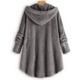 thumbnail image 3 of Lyinloo Women Plus Size Button Plush Tops Hooded Loose Cardigan Wool Coat Winter Jacket Dark Gray XXXL, 3 of 4