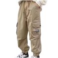 thumbnail image 2 of NAISIBABY Boy's Cargo Pants, Elastic Waist Solid Color Relaxed Fit Outdoor Casual Joggers Pants Khaki 12-13T, 2 of 3