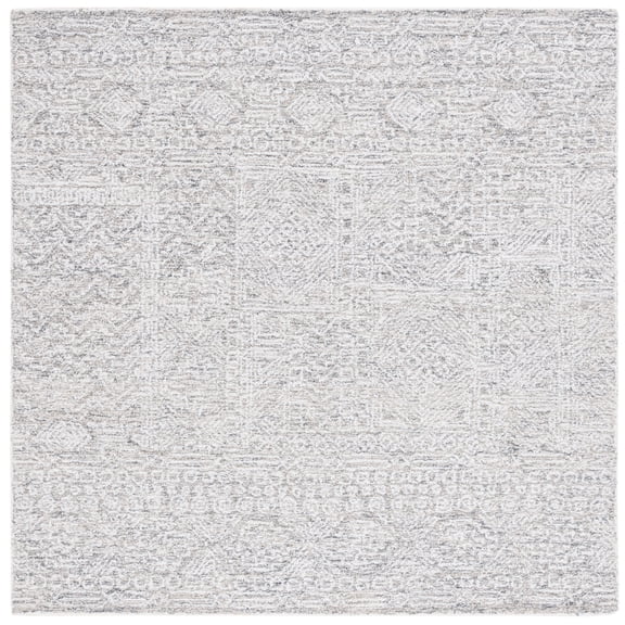 SAFAVIEH Ebony Adeline Modern Area Rug, Grey/Ivory, 6' x 6' Square