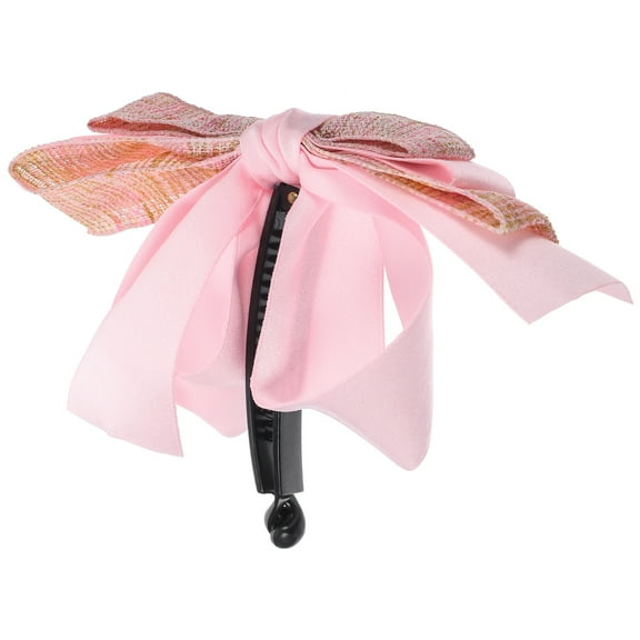 FRCOLOR 1 Set Pink Cloth Hair Ribbon Bow Banana Hair Claw Clip For Women Daily Use