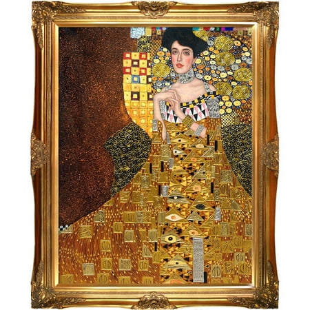 La Pastiche 'Portrait of Adele Bloch-Bauer I, 1907 Metallic Embellished' by Gustav Klimt Framed Painting Print