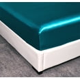 thumbnail image 5 of Queen Silk Satin Fitted Sheet, Soft Deep Pocket Sheet, Wrinkle Free, Non Fading, Breathable, Fully Elasticized, Blue Green, 5 of 5