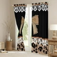 thumbnail image 3 of jejeloiu Cute Cartoon Bowtie Black Out Curtains,Kawaii Leopard Print Curtains Pack of 2 (42x63 Each),Brown Black White Bedroom Curtains For Teens,Super Cozy Room Decor, 3 of 6