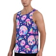 thumbnail image 2 of Lsque colorful Skull mushroom rainbow Pattern Mens Tank Tops Muscle Athletic Quick Dry Sleeveless Workout Fitness T Shirts Beach Tank Top, Loose-fit Sleeveless Shirt for Men-3X-Large, 2 of 7