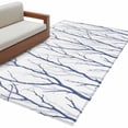 thumbnail image 2 of Blue Navy Branches Washable Area Rugs 4'x6', Abstracts Plant Silhouettes Modern Low Pile Throw Living Room Rug Non-Slip Sturdy Edge Binding Carpet for Indoor Entryway Bedside Kitchen, 2 of 9