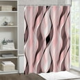 thumbnail image 2 of Modern abstract gray and brown striped shower curtain set bathroom with hooks, 72x72 inches, 2 of 8
