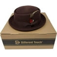 thumbnail image 2 of Different Touch Men Women Crushable Wool Felt Pork Pie Fedora Hats with Feather, 2 of 4