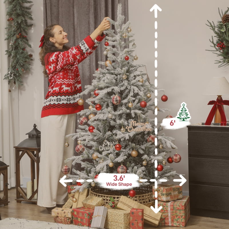 Alvantor Christmas Tree Frosted Spruce with 1207 Tips & Metal Stand 43.3"x43.3"x72" 6ft Green