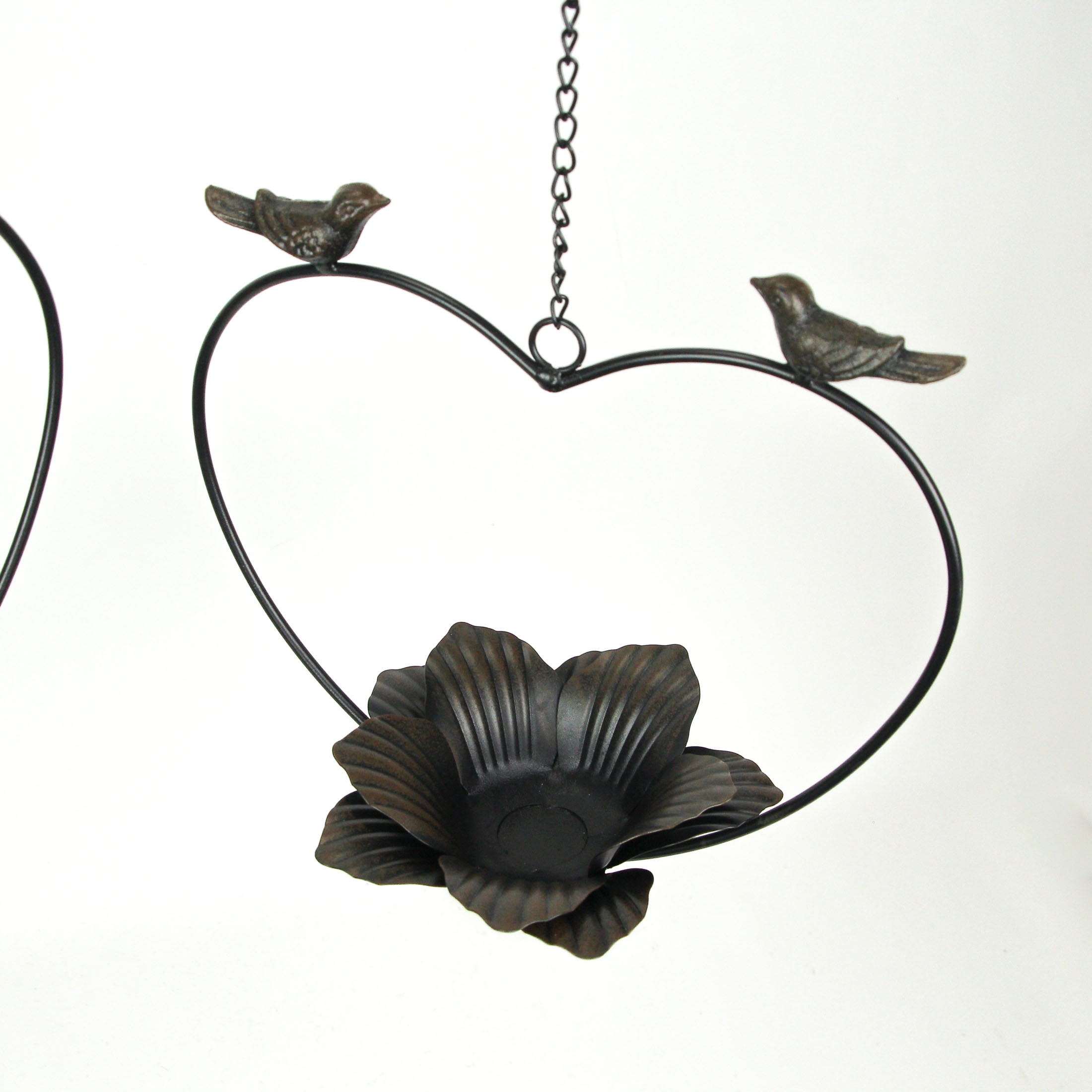 Things2Die4 Rustic Metal Bird Hanging Planter Succulent Flower Basket (Set of 2)
