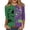 Green, variant on Womens Halloween Tops Spider Web Pumpkin 3/4 Sleeve Spooky Shirts Ghost Skull Crew Neck Funny Blouses, S