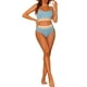 thumbnail image 2 of Conjuntos de bikini de dos piezas de talle alto con canalé para mujer, traje de baño con tirantes ajustables, color azul claro pequeño, 2 of 5