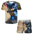 thumbnail image 3 of Nueva camiseta de Super Sonic para niños y niñas, traje con estampado de Sonic de Harajuku, camiseta + pantalones cortos, estilo callejero de moda, mangas cortas para niños, 3 of 5