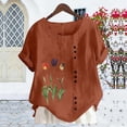 thumbnail image 2 of Boho Tops for Women 2026 Linen Regular Fit Teacher Clothes Water Resistant Boho Chiffon Spring Fall Tops 2026, Coffee,L, 2 of 5