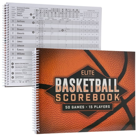 Elite Clipboards Basketball Scorebook - 50 Games Score Book Side by Side Score Keeping Book for Stats | Basketball Stat Tracking Book - High School, Middle School, Little League for Scorekeepers