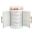 thumbnail image 3 of Jewelry Storage Organizer, ABS 5 Layers Portable Jewelry Storage Box 2 Doors Space Saving  For Girls For Cosmetics White, 3 of 8