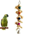 thumbnail image 3 of SPRING PARK Hanging Wood Toy for Pecking and Chewing, Wooden Beads Bell Straw Cotton Rope, Swing Chew Toy for Parrots, 3 of 7